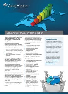 Valuemetrics Inventory Optimization